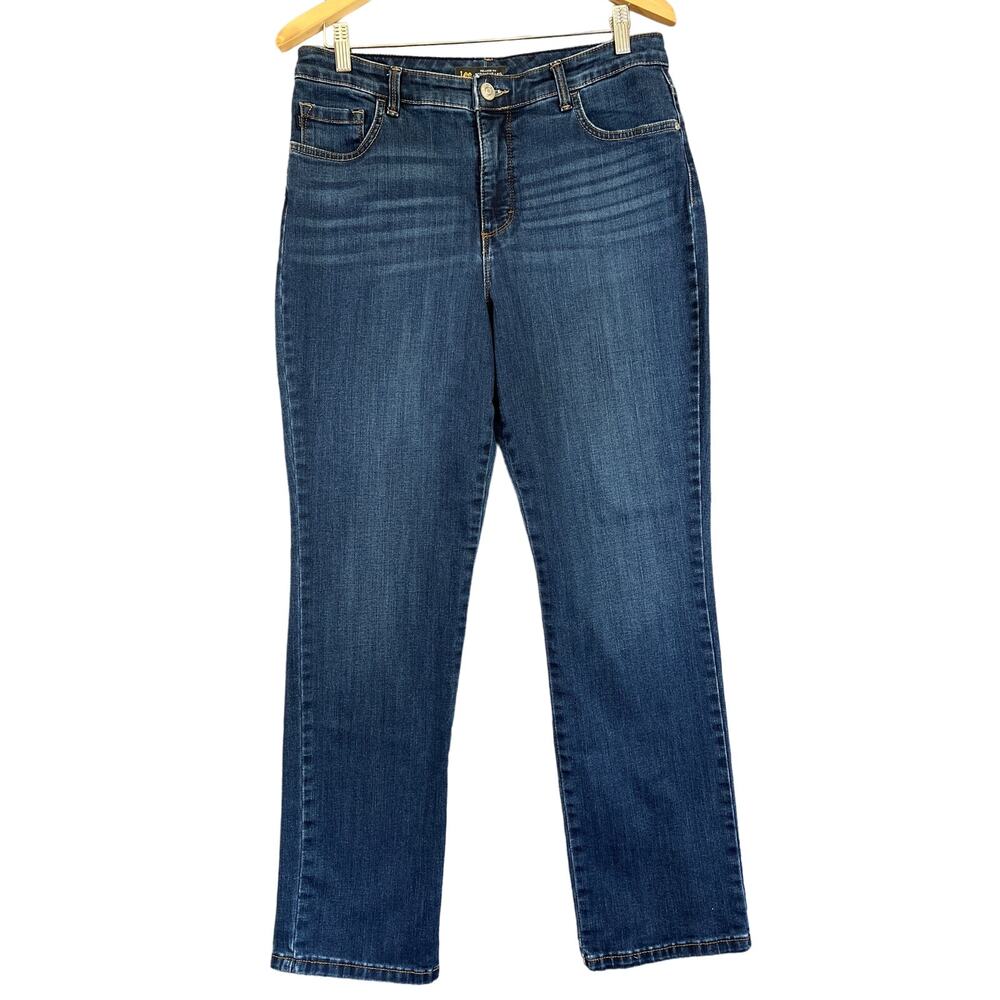 Lee Jeans Womens 32x29 Blue Relaxed Fit Straight Leg High Rise Stretch Slims